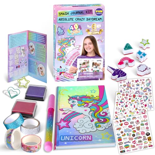Unicorn Journal Kit for Girls 6-12, FunKidz Scrapbook Set for Teens Diary Kit for Girl Activities...