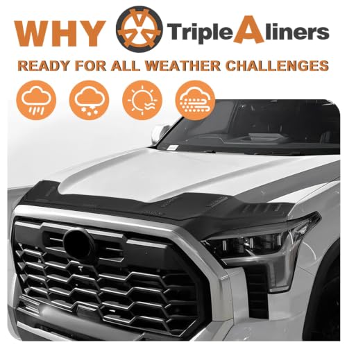 Image of TripleAliners Hood Deflector Protector Compatible with 2022-2025 2026 Toyota Tundra Accessories Hood Protector TPE Bug Deflector Shield Replacement | Hood Protector, Bug Deflector Shield Replacement, Flexible TPE Material, Easy to Install, Upgraded adhesion