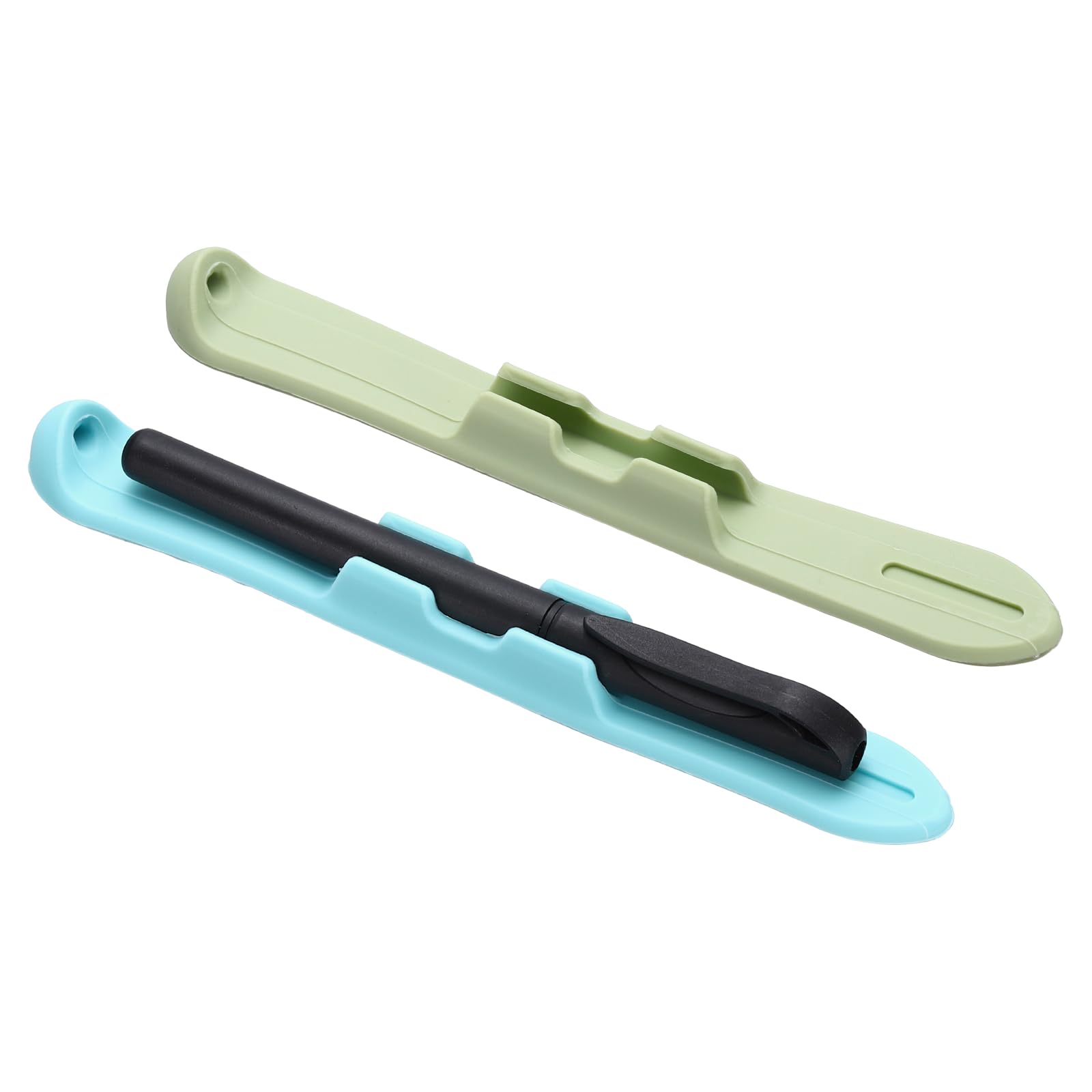 PATIKIL 2 Pcs 6.9'' Silicone Pencil Holder with Strong Adhesive Slim Grip Sleeve for stylus 1st 2nd Generation Air Pro Mini Tablets, Blue/Green