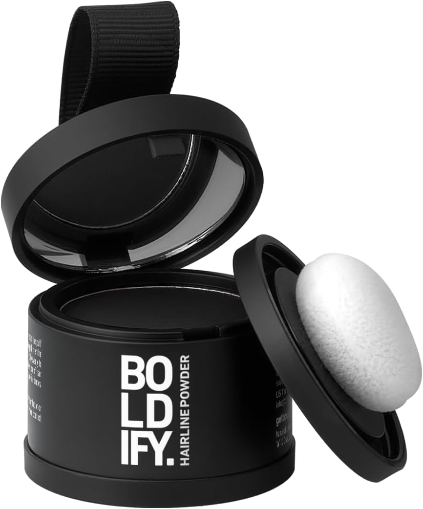 BOLDIFY Hairline Powder - Root Touch Up Hair Color for Gray Coverage - Bald Spot Concealing Hair Powder for Women and Men - 24-Hour Stain-Proof - Black