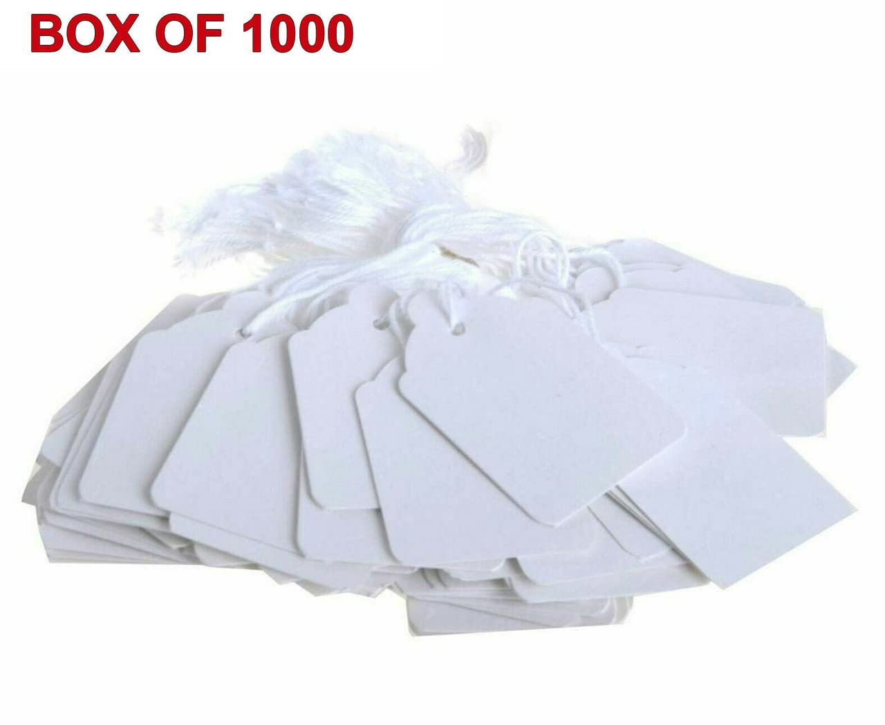 1000x Quality White Strung Price Ticket Tags Labels Retail Clothing Gift Tags E-24