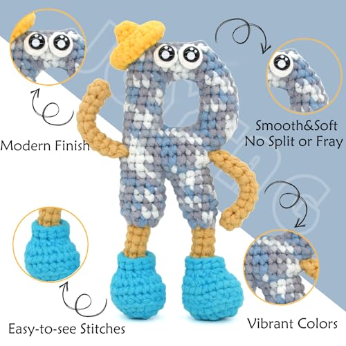 Image of 3 Pack Rainbow Beginner Crochet Yarn for Crocheting Knitting Multicolor Cotton Crochet Yarn for Beginners with Easy-to-See Stitches Cotton-Nylon Blend Easy Yarn for Beginners(Blue Black)