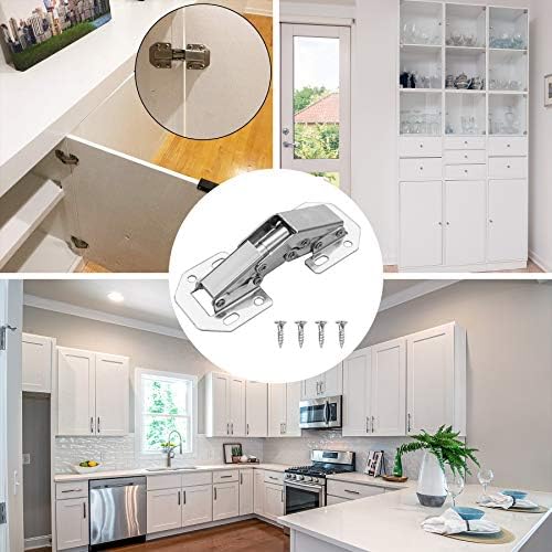 8PCS Cabinet Hinge 90 Degree Door Hinges Full Overlay Hinges, Furniture Concealed Kitchen Hinges with Screws, Wardrobe Corner Hinge Cupboard Folded Hinge Large Angle Door Hinges