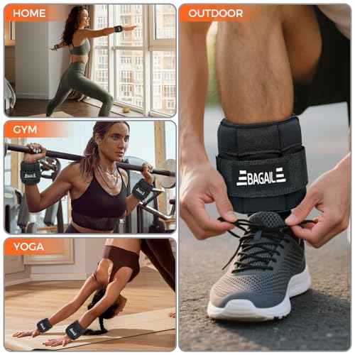 BAGAIL Verstellbare Knöchelgewichte 2er Pack, mit abnehmbaren Sandsäcken, tragbare Handgelenk - und Knöchelgewichtsriemen, 0,4-1,6kg pro Riemen, 15-31cm Umfang, ideal für Krafttraining und Cardio