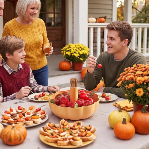Halloween Candy Bowl, 7 Inches Detachable Multi Compartment Storage Reusable Pumpkin-Shaped Fruit Tray with Sealed Top Cover,Multi-Purpose Multi Scenario Universal Fruit Bowl for Autumn Halloween - image 6