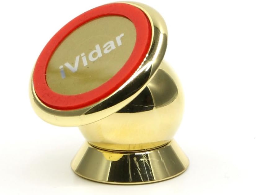 Car Phone Mount, iVidar Dashboard Magnetic Car Phone Holder for Cell Phones and GPS, Magnetic Cell Phone Holder for Car, Home, Office and Kitchen (Gold)