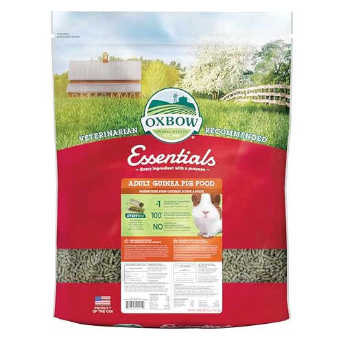 Oxbow Essentials Adult Guinea Pig Food - All Natural Adult Guinea Pig Pellets- No Artificial Ingredients- Veterinarian Recommended- All Natural Vitamins & Minerals- Made in the USA - 25 lb.