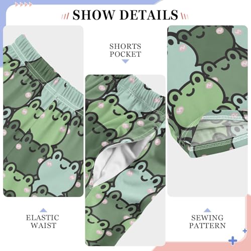 ZZXXB Cartoon Frog Print Boys Long Pants Soft Trousers Elastic Waist Kids Lounge Bottoms with Pockets S-XL4