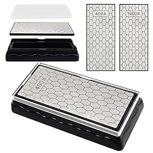 Double-Sided Diamond Sharpening Stone, Kalolary Knife Sharpener Stone Whetstone Honeycomb Surface Plate with Non-slip…