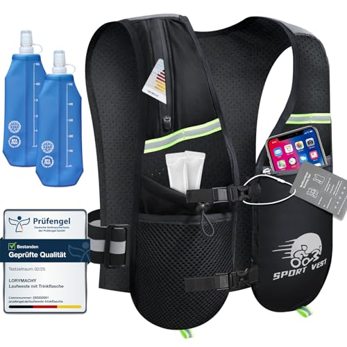 Laufweste mit Trinkflasche - Ultraleicht Laufweste Herren mit 2 x 500ml...