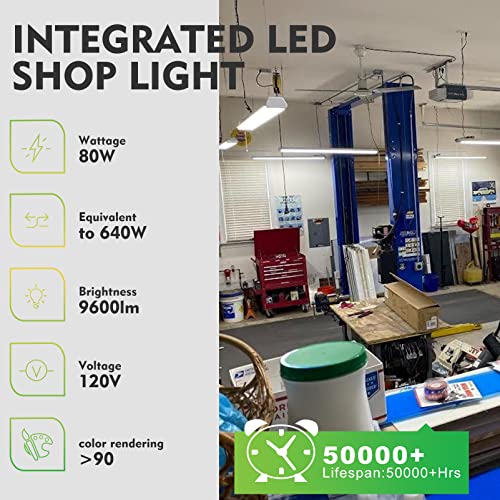 Bulbeats Utility Led Shop Light 4Ft 9600 Lumens Super Bright 80W 5000K Daylight Led Garage Lights Fixture Durable Led Fixture With Pull Chain And Suspension Mounting Included Non-Linkable thumb #6