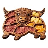 Tabla de Madera v-ACA Las Tierras Altas, Bandeja Embutidos Madera con Compartimentos, Estilo rústico Granja, Tabla Aperitivos para Carne, Queso, Fruta