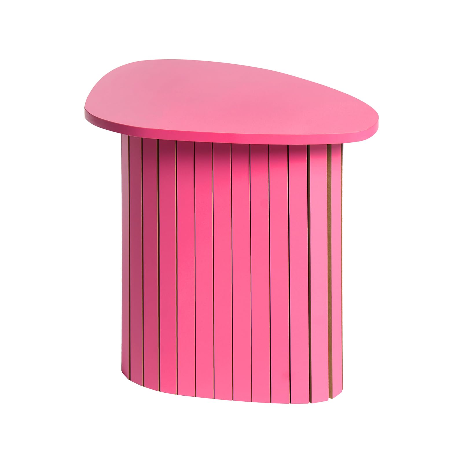 OHS Side Table Living Room, Coffee Table Madison Ribbed Wood Frame Decorative Nightstand End Tables Bedside Tables for Bedroom Office Small Spaces, Hot Pink