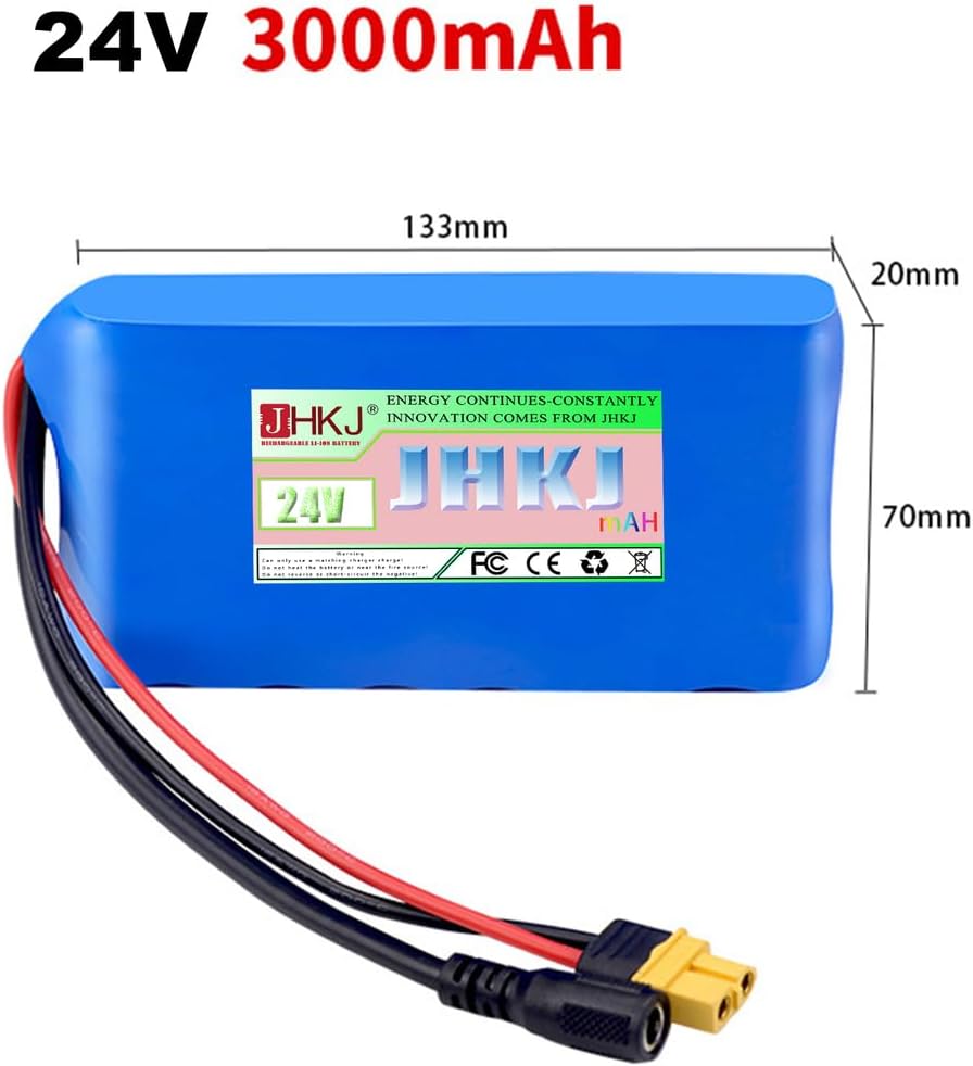 24V Lithium Battery Pack 6000mAh 12000mAh 18000mAh 24000mAh 3000mAh PVC Lithium Battery for 0-720W Motor 24 Volt Power Bank with Charger