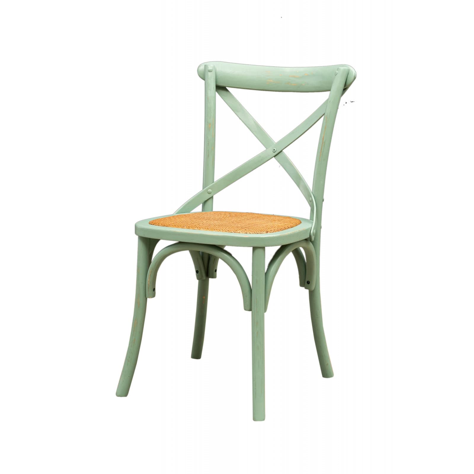 Biscottini Set Sedia In Legno Massello Frassino Con Seduta In Rattan - Bianca, Stile Bistrot Vintage Per Interni/Esterni