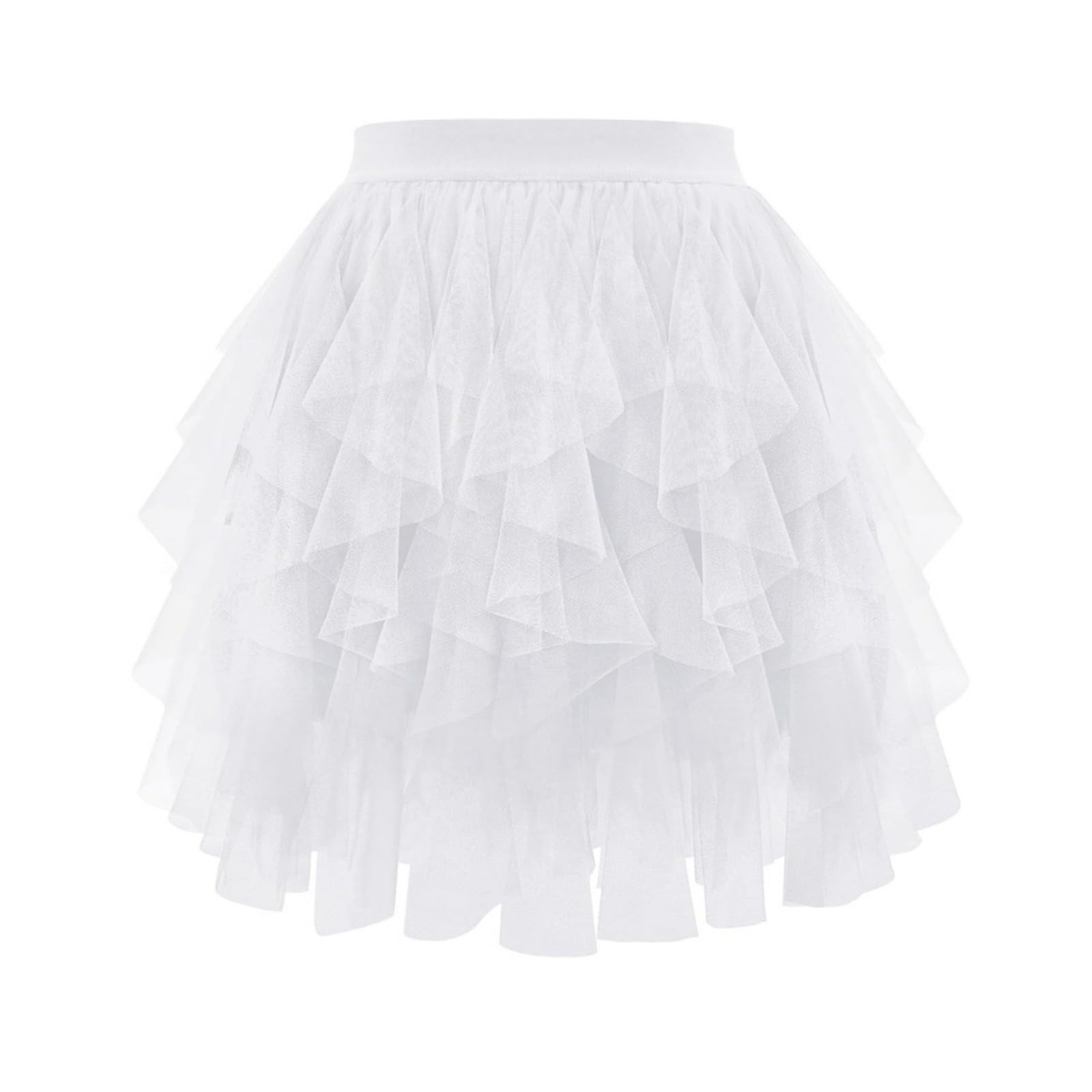 Womens Summer Mesh Pleated Tutu Skirt | High Waisted Fluffy Layered Cake Skirt | Mini Skort for Stage Performance — view 8