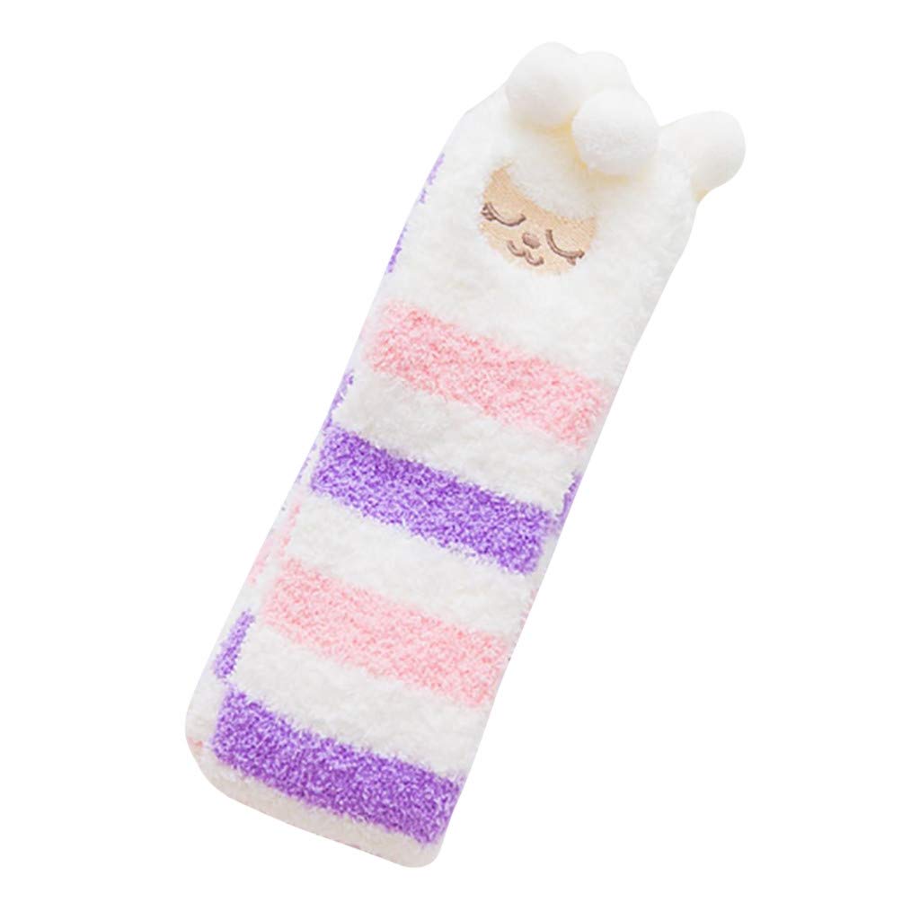 TTlove Slipper Socks Women Super Soft Warm Cozy Fleece-Lined Winter Chunky Slipper Socks Winter Christmas 3D Cartoon Non-Slip Socks Manual Christmas Santa Claus Gifts Long Socks