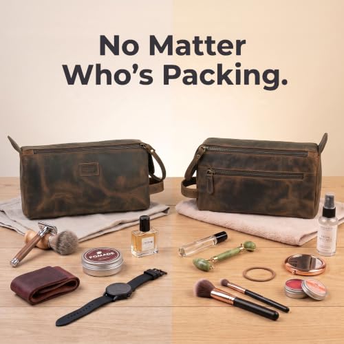 LEATHER VILLAGE Genuine Leather Toiletry Bag