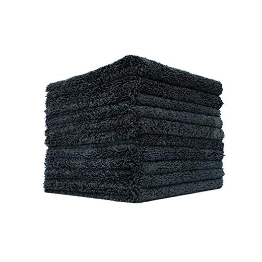 The Rag Company - Creature Edgeless Auto Detailing Towels (10-Pack) Professional 70/30 Blend, Dual-Pile Plush Microfiber, Buffing & Polishing, 420gsm, 16in x 16in, Black