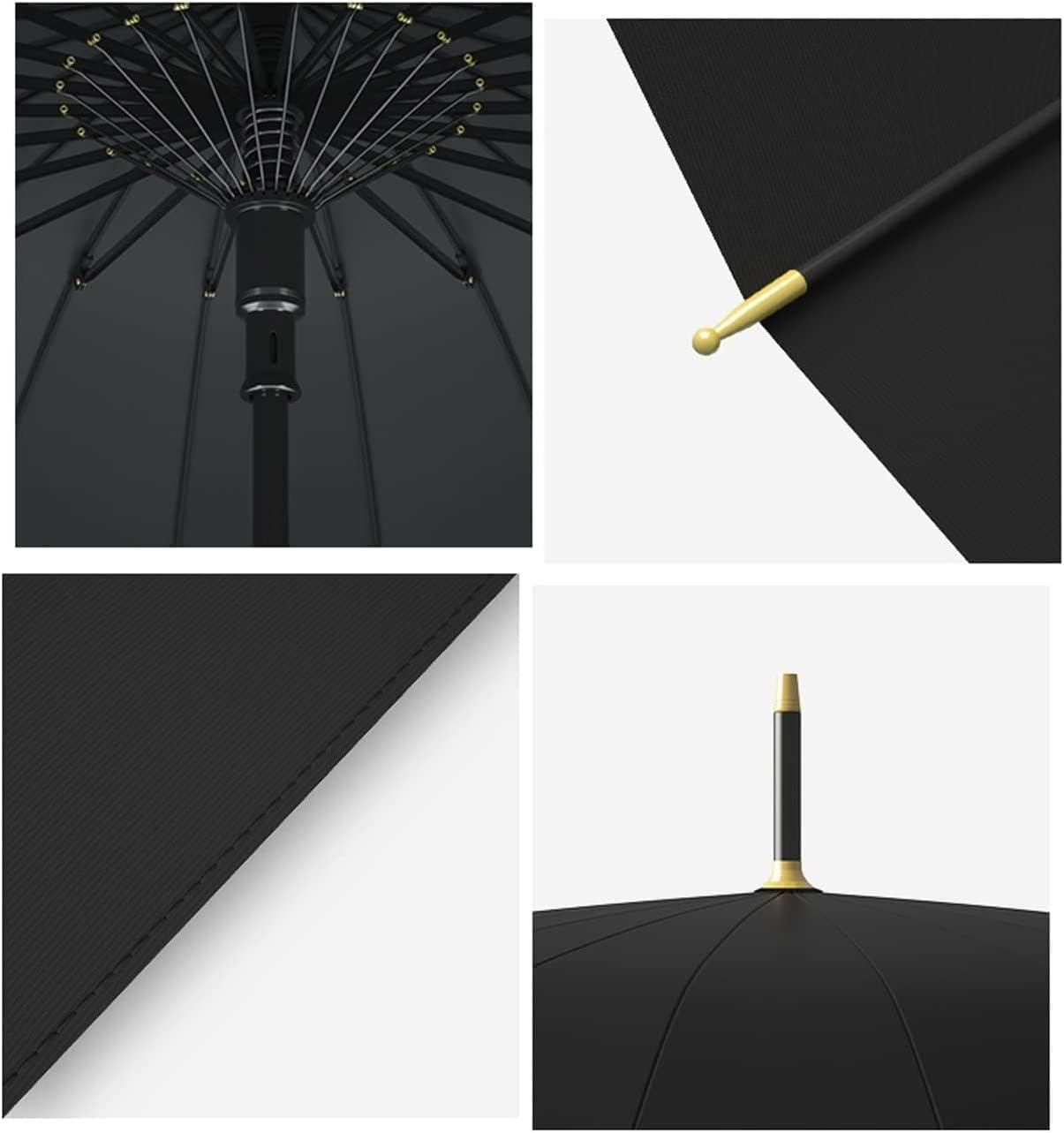 Windproof Large Umbrella for Rain, Portable Stick Umbrella, 24 Ribs Straight Handle 115cm/45Inch Travel Umbrellas, Auto Open Umbrella for Men and Women (Gray : Pink)