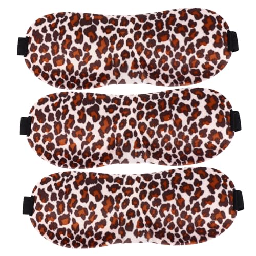 Beaupretty 1セット 目隠し スラック 旅行睡眠アイパッチ 子供の目 女性用スリーピングアイマスク 調節可能なスト 付きアイカバー アイポケット 保護アイマスク Leopard 布 3個
