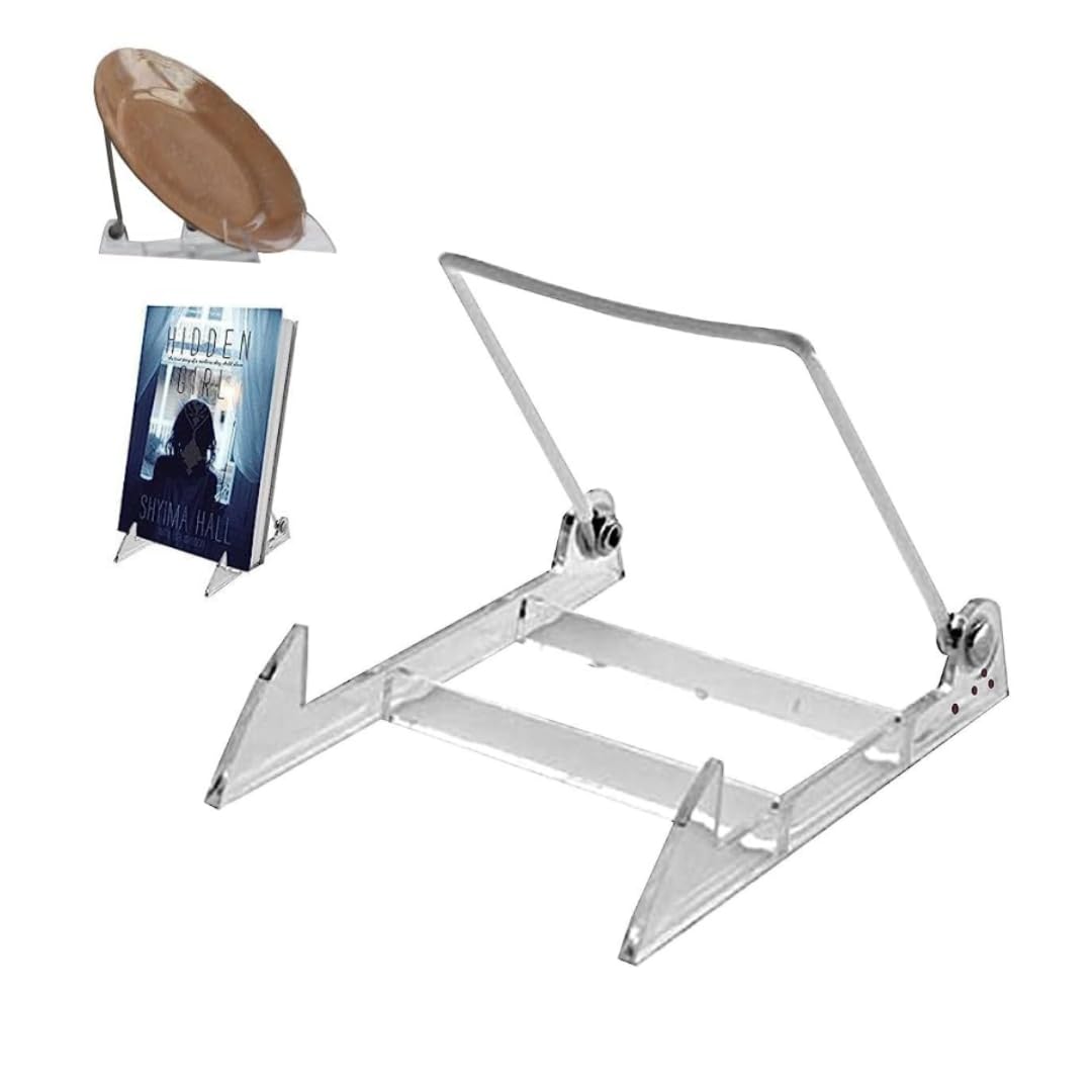 KINGDOM SOLUTIONS MADE IN USA 12-pack Sturdy & Durable Adjustable Acrylic Easels to Display Unnoticeably Plates, Art, Pictures & More - Unique on the Market