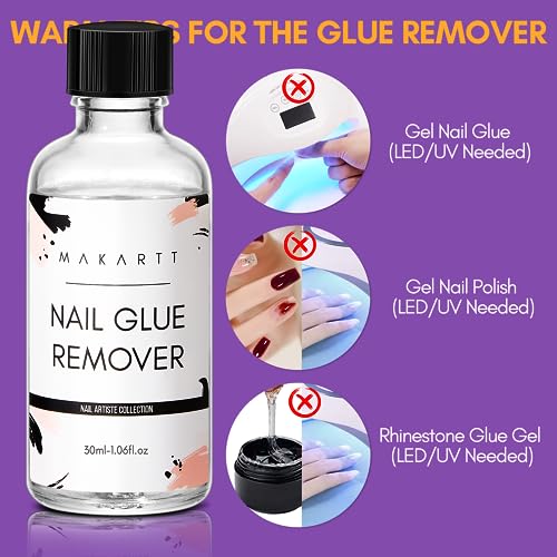 Makartt Nail Glue Remover for Press on Nails-30ML Press On Nail Remover-Easy Removal Debonder for Glue on Nail Tips,Non-Acetone Nail Polish Remover - Image 5