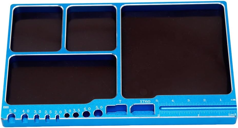 Large Space Magnetic Screw Tray with Portable Size for RC Car Repairs (Stain Blue)