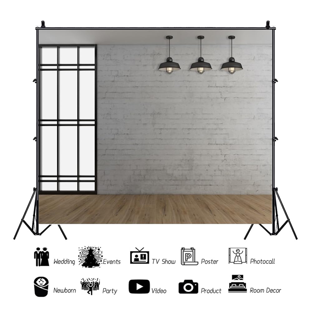 Buy Leowefowa 10x8ft Vinyl White Brick Background Modern Office ...