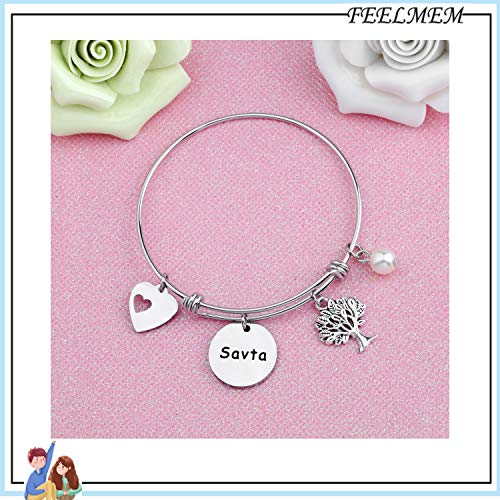 FEELMEM SAVTA Gifts Grandma Gift Best SAVTA Ever Bangle Bracelet Grandmother Birthday Gift for SAVTA Grandma3