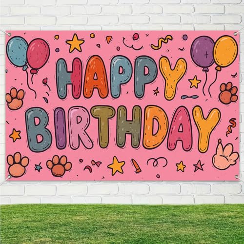 Image of HOMETITUTE Vintage Happy Birthday Banner Animal 71x43 Inch