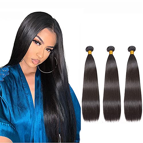 Human Hair Bundles Silky Straight Human Hair Bundles Remy Virgin Human Hair Extension Brazilian Unprocessed 3 Bundles Straight Hair Human Bundles 26 28 30 Inch