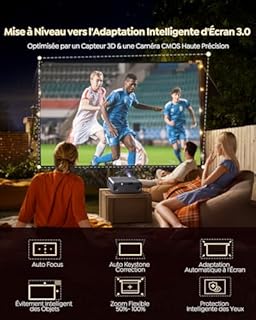 Vidéoprojecteur 4K【Netflix Inclus/Dolby】 1200 ANSI Projecteur Vidéo 4K Auto Focus/Keystone WiFi Bluetooth FHD 1080P, HDR10, Smart Rétroprojecteur Portable WiFi6 Extérieur Zoom50% Cadeau/Home Cinéma
