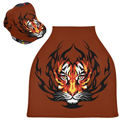 かわいい火の虎ベビーカーシートカバーキャノピー伸縮性看護カバー幼児用母乳の男の子の女の子のための通気性防風冬のスカーフ