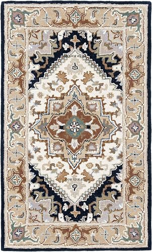 Image of 6x8 Ft Wool Tufted Carpet - Elegant Handcrafted Traditional Rug for Bedrooms, Living Rooms & Studios
