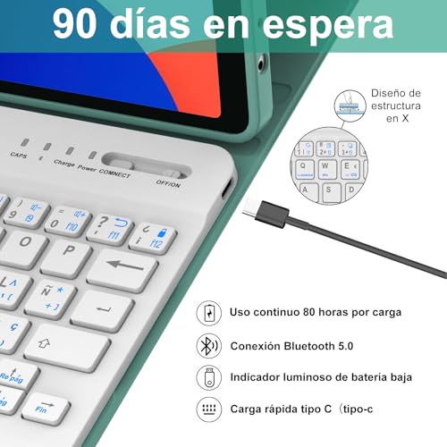 Teclado Bluetooth Redmi Pad SE 8.7 Funda con Teclado Español Ñ QWERTY 4