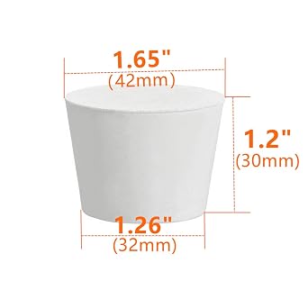 4 pcs 8# Rubber Stopper White Tapered Lab Seal Solid Rubber Plug