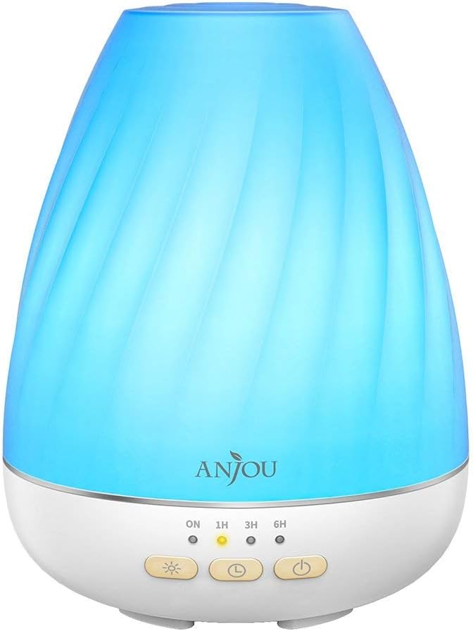 Essential Oil Diffuser Anjou 200 ml Ultrasonic Aromatherapy Cool Mist Humidifier Up to 12H Use, Waterless Auto Shut-Off, 4 Timer Settings, 7 Color LED Lights, BPA-Free for Office, Baby,Home Decor Gift