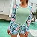 Generic 2024 Fashion Clearance Women's 2 Piece Rash Guard Swimsuit Set Floral Print Long Sleeve Swim Shirts with Shorts Bathing Suit Surf Swimwear Surf Suits for Women Green, Medium