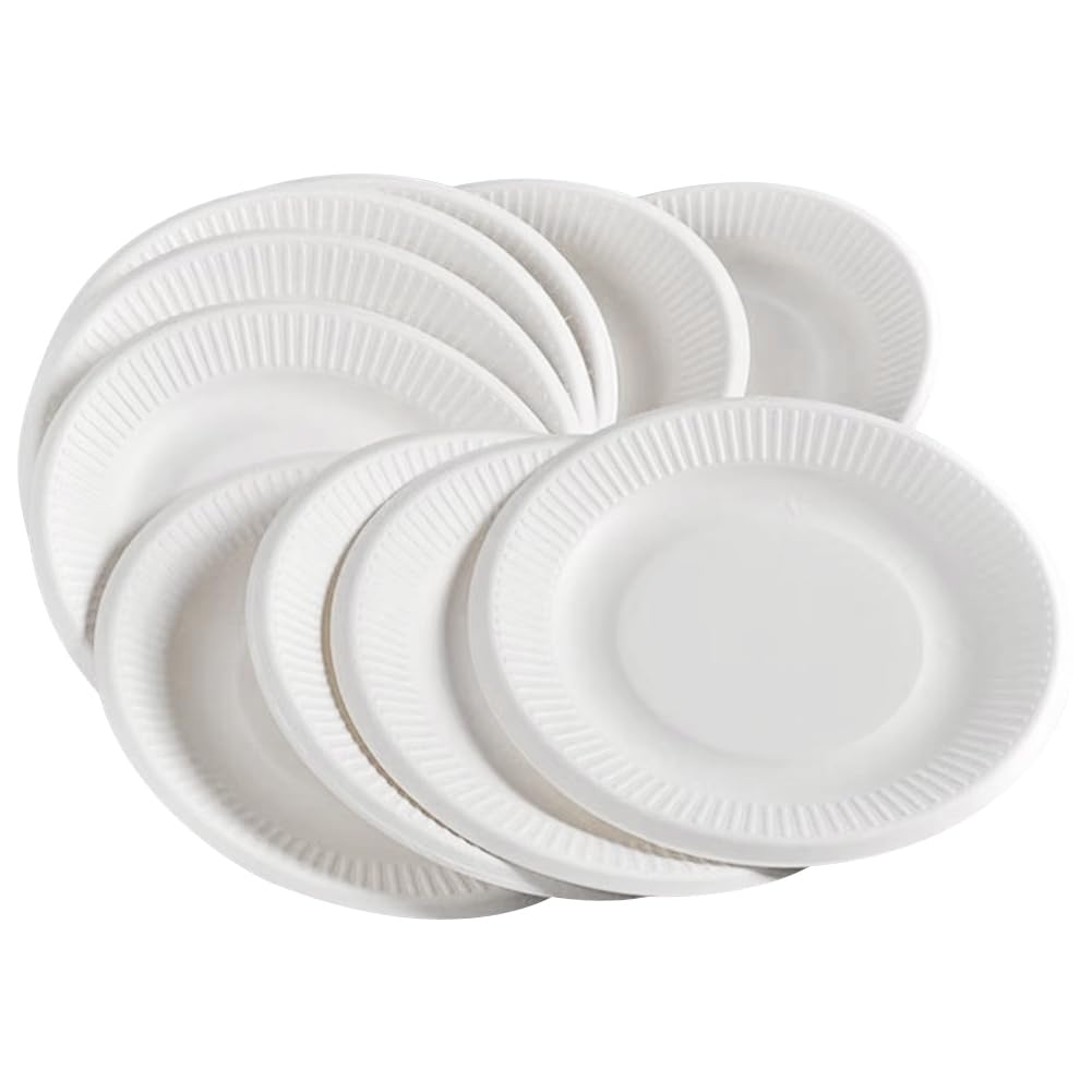 50 Pezzi Piatti di Carta USA e Getta, stoviglie di Carta Rotonde Bianche per Feste, Picnic, Barbecue, Dessert
