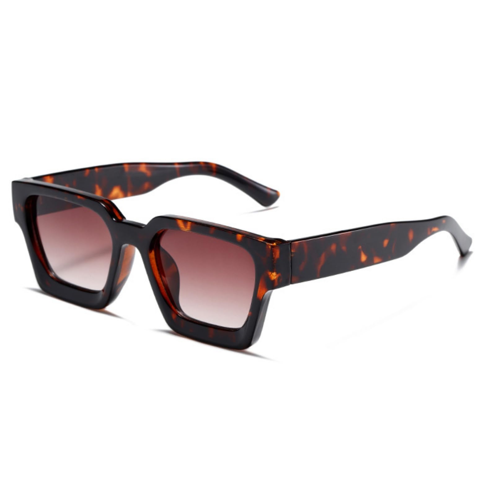 ASYHV Vintage Rechteckige Sonnenbrille für Frauen Männer Dickes Gestell Retro Brillen mit UV400 Schutz für Outdoor, Autofahren und Reisen