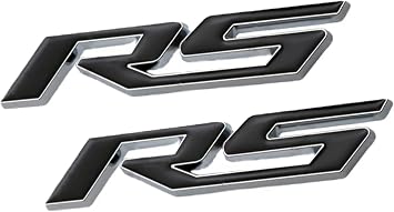 2X RS Emblem 3D Metal Badge Car Trunk Emblem Badge Tailgate Sticker Decals Black Silver