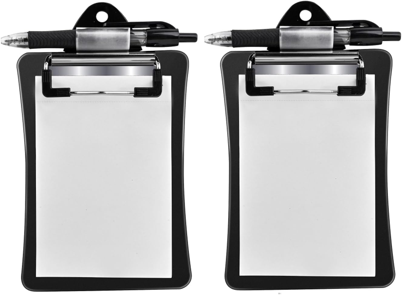 Clipco Mini Clipboard with Magnetic Back Includes Paper Pad and Pen (2-Pack) (Black)