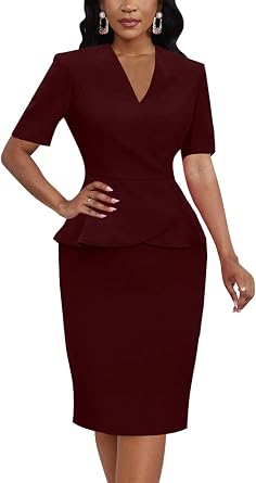 Womens Bodycon Business Office Professional Wear to Work Dresses Midi Pencil Church Dress