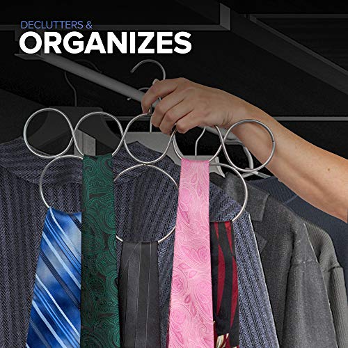 Scarf Hanger Organizer Holder For Closet Space Saving Organization And Storage, 8 Snagless Satin Chrome Rings By Exultimate #TOP6