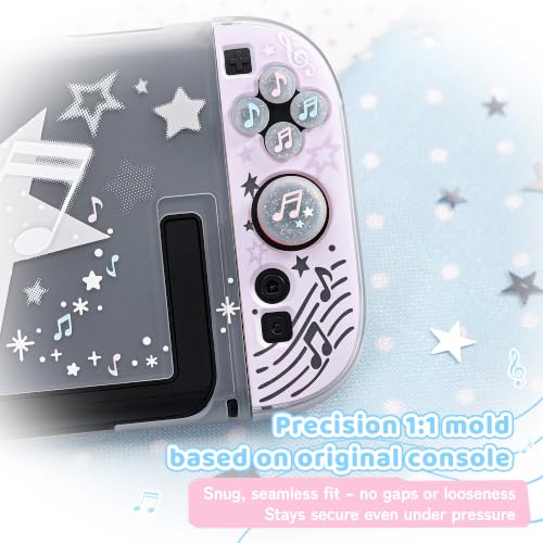 Image of GeekShare Cute Silicone Cross D-Pad Button Caps Set Joystick Cover - ABXY Key Buttons Sticker Compatible with Switch 2 /1 /OLED /,4PCS (Switch 2-Memory of Music Notes)