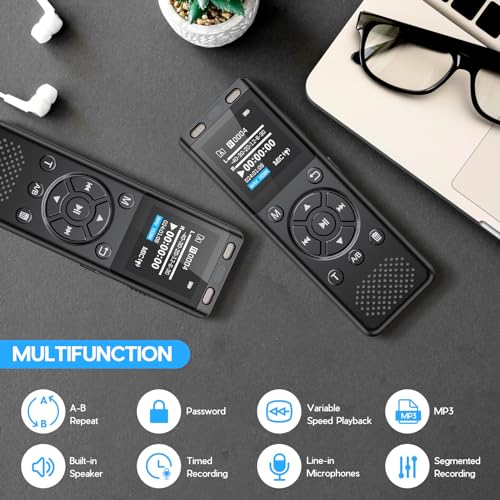 Image of Tonfarb 96GB Digital Voice Recorder with Playback,Audio Recording Device | for Lectures Meeting /Classes /Interviews,Tape Recorder with Voice Activated,Password,Noise Reduction,A-B Repeat,MP3 Player Etc