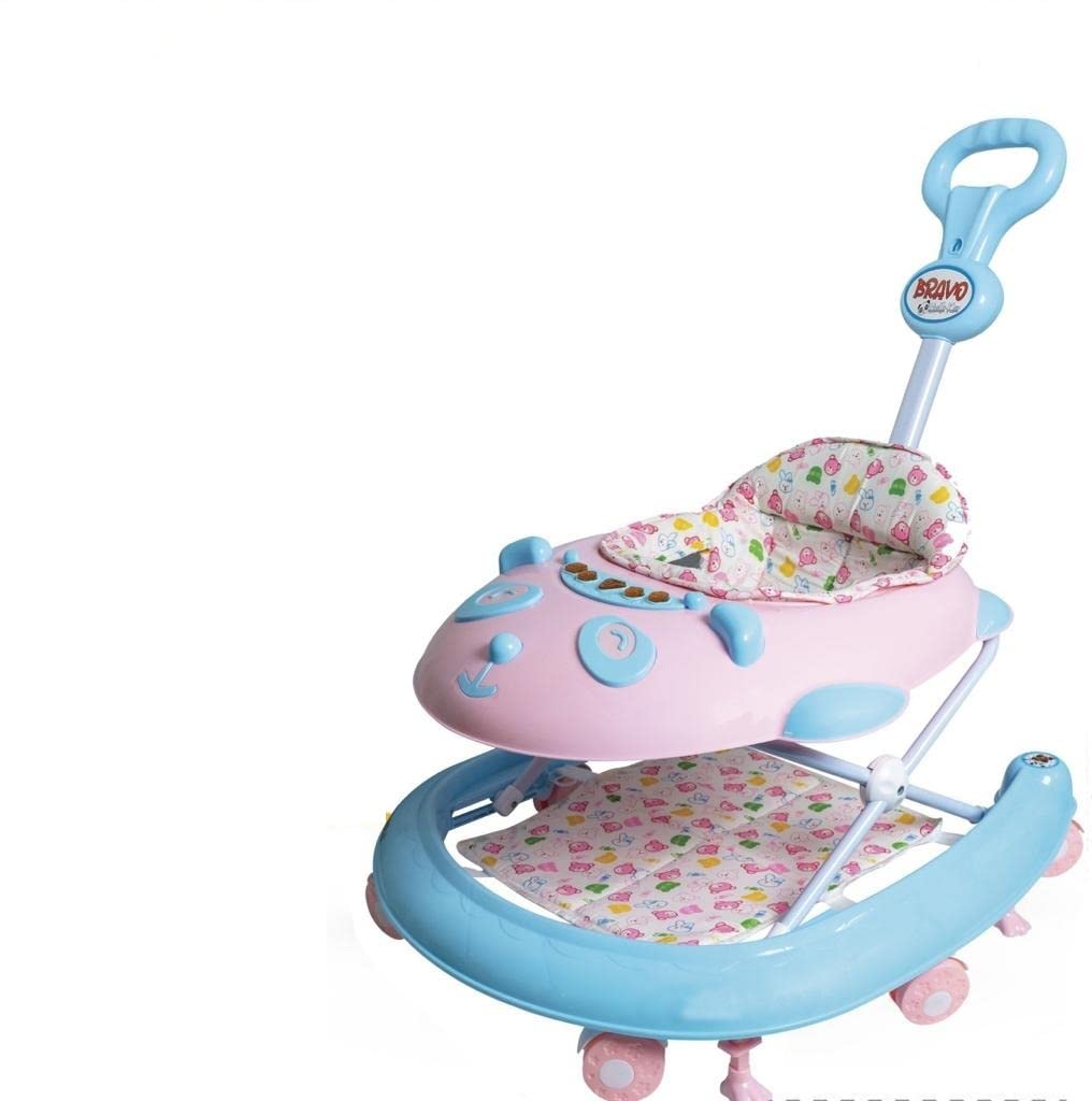DANDLES Baby Walker for Kids, Kids Walker with 3 Position Adjustable Height | Walker for Baby with Music, Activity Walker for Babies 6-18 Months (Pink&Blue)