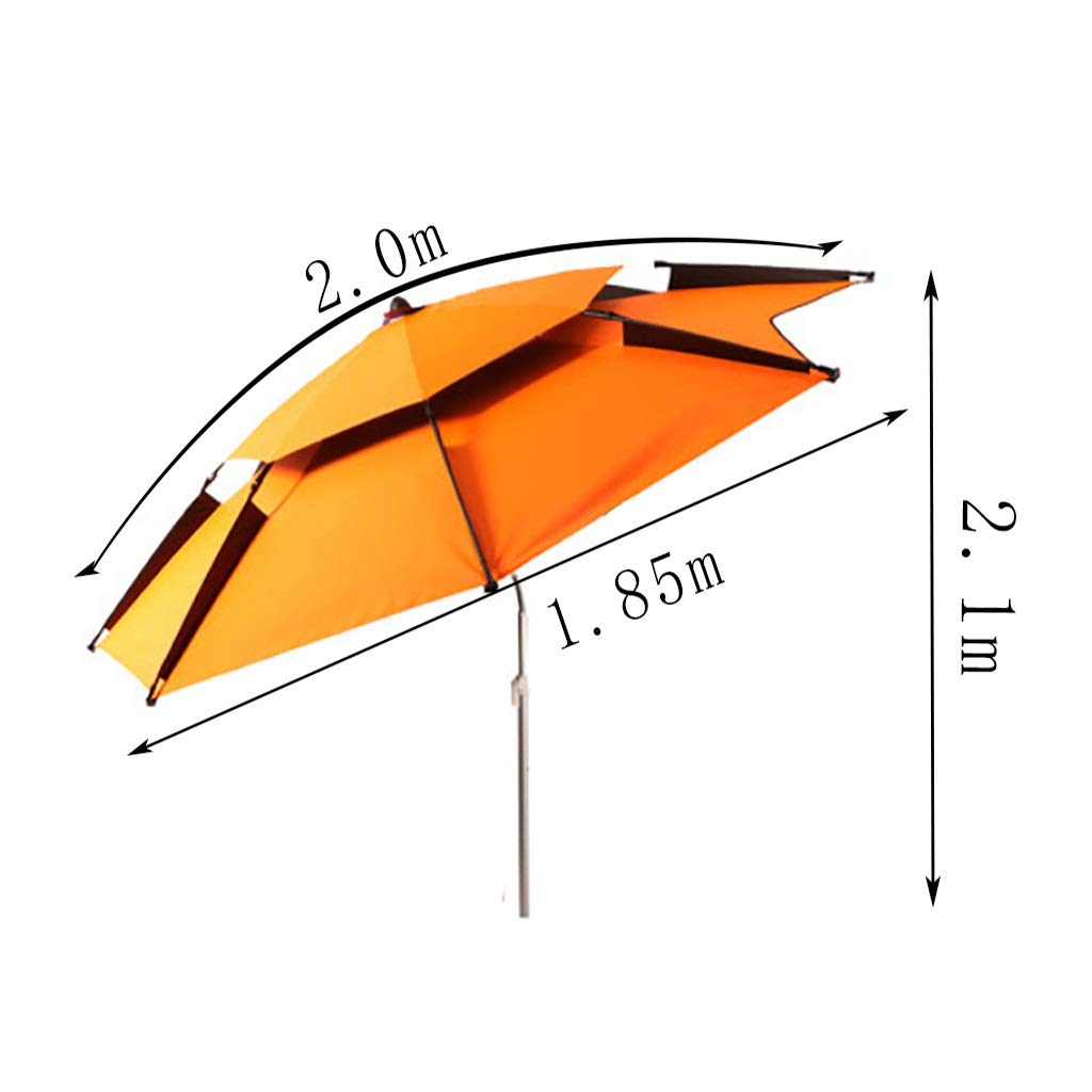 Duży parasol wędkarski 2,2 m / 2,4 m gruby, odporny na deszcz, trzykrotny, odporny na deszcz, przeciwsłoneczny, parasol wędkarski, Czarny, srebrny, 2.0M