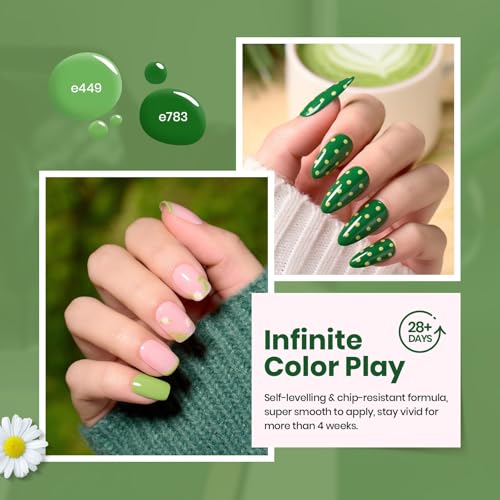 Image of Beetles Green Gel Polish Set - Green Picnic Pastel Gel Nail Polish Set 6 Colors, Soak Off UV LED Lamp Fall Nails Art, Long-Lasting Manicure Salon DIY Day Nails Home